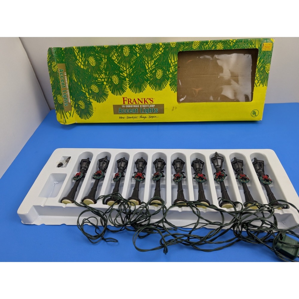 Vintage Frank's Kurt Adler Set 10 Streetlamp Accent Lights Christmas / Train Set